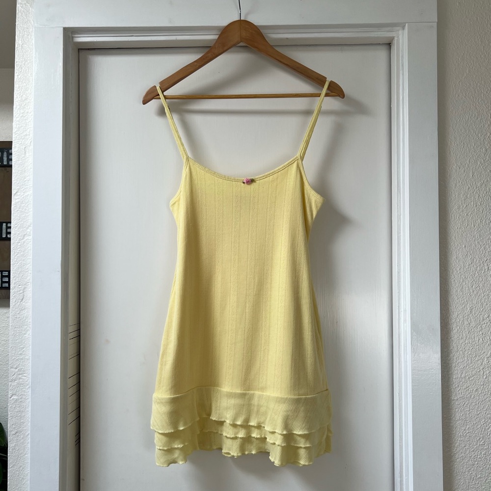 Edikted Yellow Pointelle Mini Dress